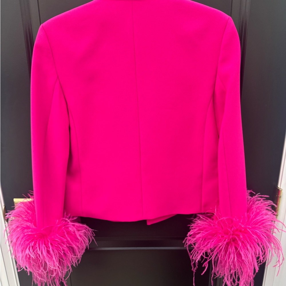 Zara Fuchsia Blazer with Feathered Cuffs - Picture 5 of 6